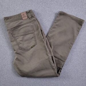 PrAna Pants Mens 34x30 Olive Slim Fit 5-Pocket Bridger Jean Organic Hiking